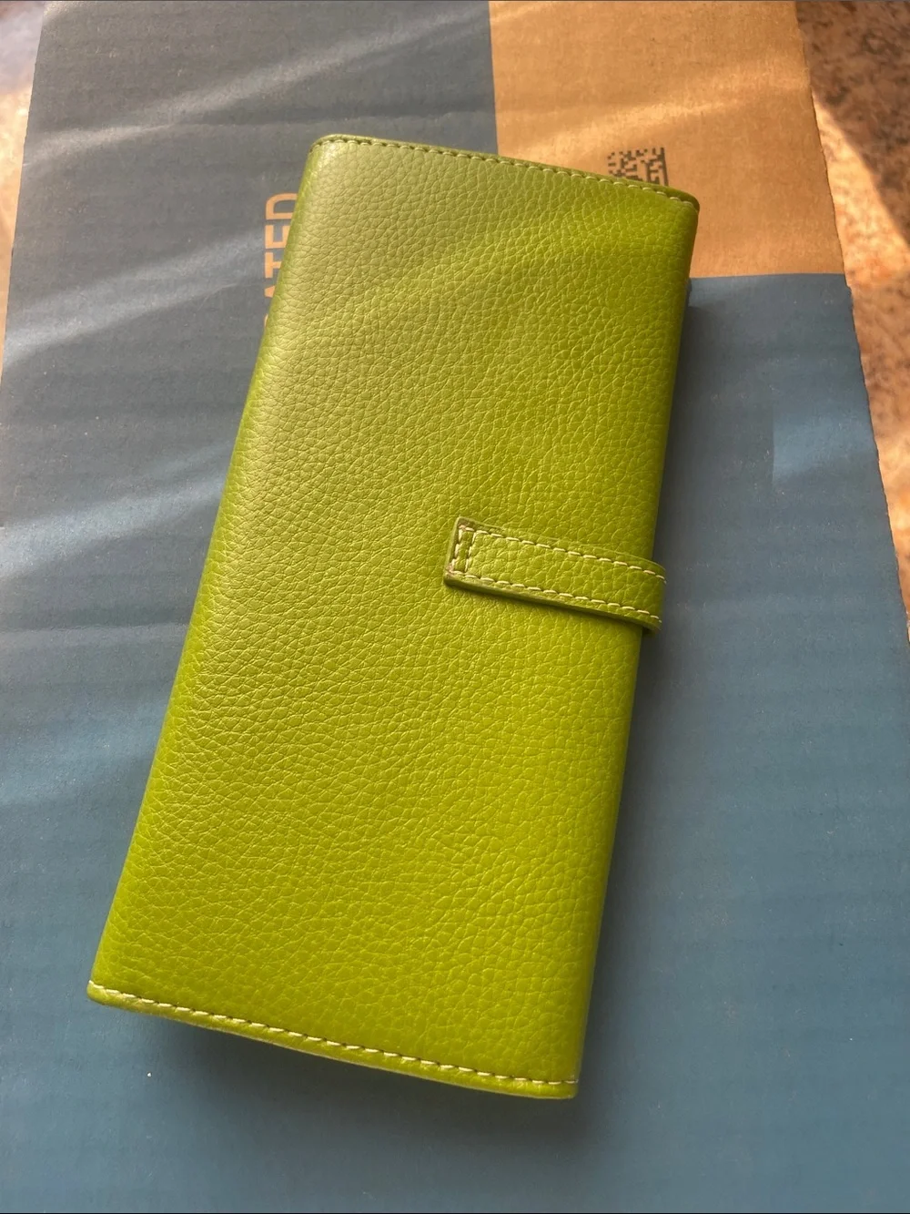 Hermes Lime Green Leather Long Wallet with H Tab
